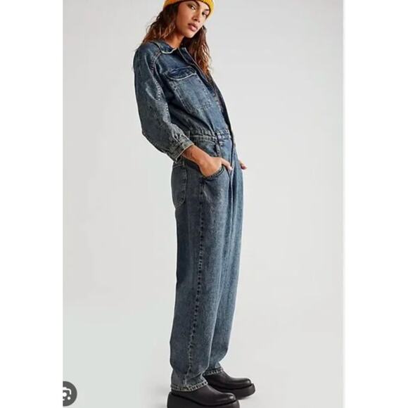 Free People Pants - Free People Sammie Denim Coverall Small NEW